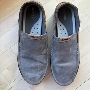 Crocs Men's Brown Leather Santa Cruz Slip On Shoes Loafers 201362 Size 11